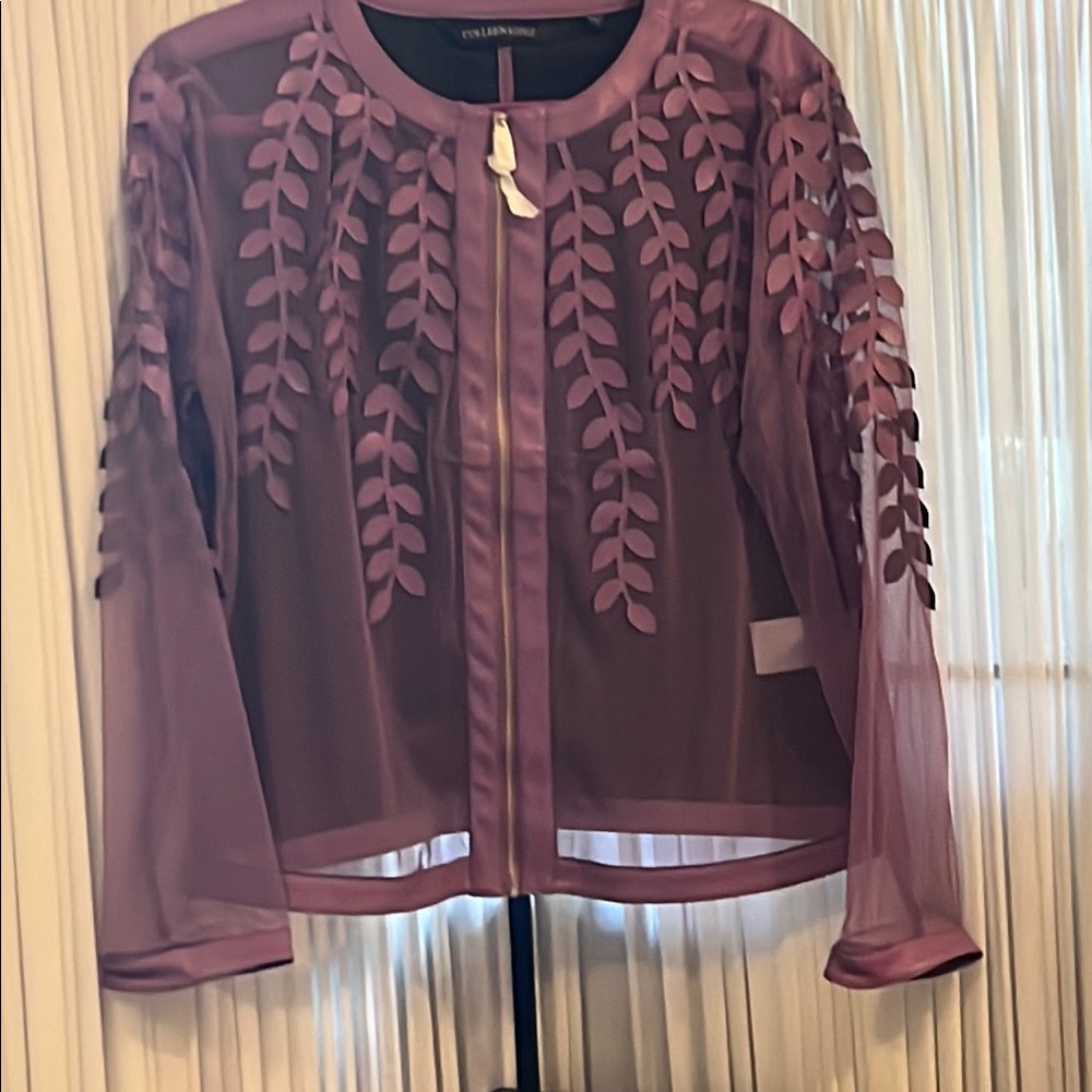 Colleen Lopez Purple Leaf-Patterned Jacket